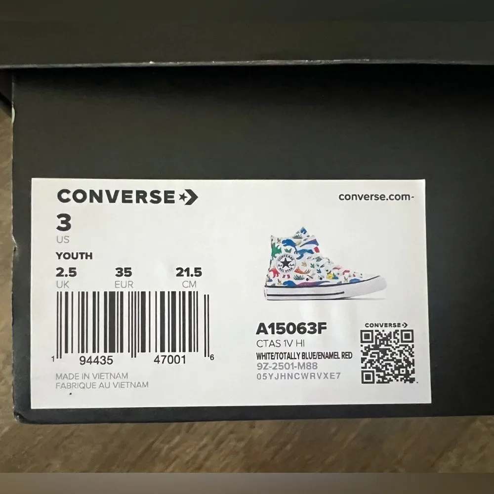Converse Chuck Taylor All Star Dino Party‎ Easy-On Boys Sneakers- Size 3
